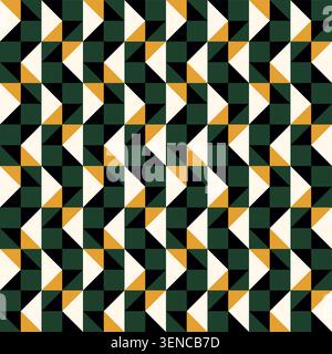 Quilt geometrica astratta brillante e vivace motivo vettoriale senza cuciture, tecnologia color block, sfondo patchwork colorato e geometrico. Illustrazione Vettoriale