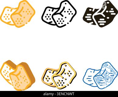L'icona dei cubi di zucchero Vector. Segnare il simbolo dei cubi di zucchero. Simbolo di progettazione dei contorni isolati Illustrazione Vettoriale