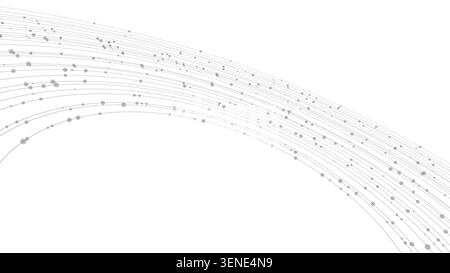 Flusso di dati sulle particelle astratte lungo la traiettoria curva con movimento digitale dinamico ed energia di rete Foto Stock