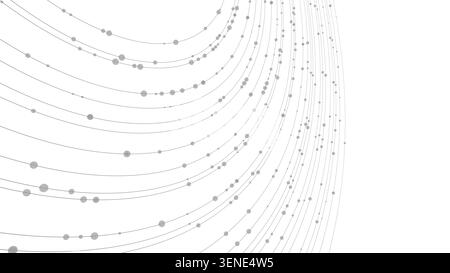 Flusso di dati sulle particelle astratte lungo la traiettoria curva con movimento digitale dinamico ed energia di rete Foto Stock