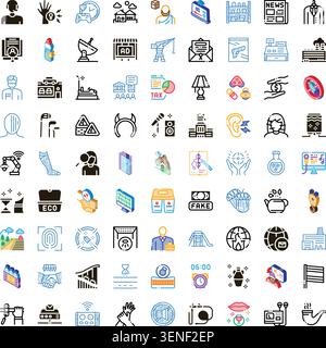 Serie di numerose icone della linea di doodle raffiguranti business, tecnologia, stile di vita, medico, istruzione, e di intrattenimento, che offrono un'ampia gamma di Illustrazione Vettoriale