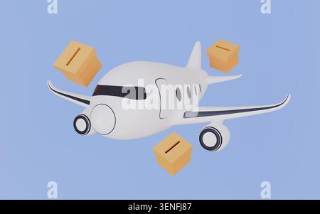 Servizio globale di shopping e consegna, concetto di consegna di pacchi per la spedizione di aeroplani Foto Stock