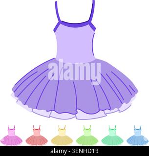 cartone animato con abito da ballerina principessa. graziosa gonna rosa ad acquerello, abito da ballerina principessa con cigno di danza vettoriale Illustrazione Vettoriale