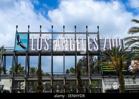 Cartello Zoo di Los Angeles, ingresso allo Zoo DI Los Angeles, California Foto Stock