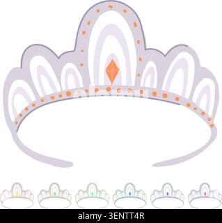 elegante cartone animato da sposa tiara. gioielleria scintillante, cerimonia reale, accessorio di moda elegante segno da sposa tiara vettoriale Illustrazione Vettoriale