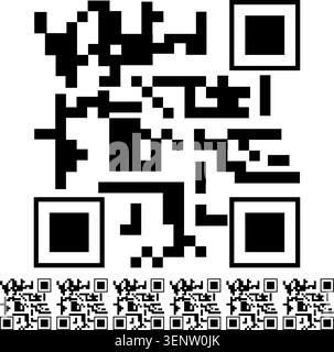 cartone animato etichetta codice qr analogico. manopole manopole manopole manopole, interruttori pulsanti, indicatori indicatori indicatori analogici codice qr etichetta simbolo illustrazione colorata Illustrazione Vettoriale