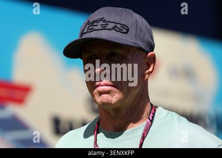 Barcellona, Spagna. 12 giugno 2026. Randy Mamola guarda avanti durante le prove in vista del Gran Premio di F1 di Catalunya sul circuito di Montemelo il 12 giugno 2026 a Barcellona, Spagna. Crediti: Marco Canoniero/Alamy Live News Foto Stock