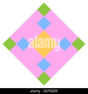 Il layout geometrico del mosaico quadrato a rombo presenta un'icona vettoriale colorata. Migliora lo sfondo artistico astratto eps 10. Illustrazione Vettoriale