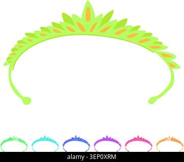 cartoni animati spumanti tiara. gioielleria royal, accessorio da cerimonia, elegante e scintillante logo da sposa Illustrazione Vettoriale