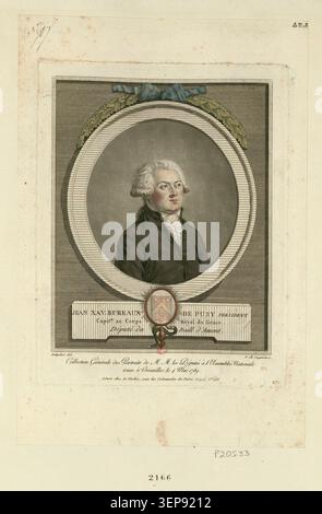 Il ritratto incisivo presenta Jean Xavier Bureaux de Pusy, presidente e capitano del Royal Corps of Engineers, che prestò servizio come vice del bailliage di Amont nel 1790, incorniciato in un formato di ritratto medaglione associato ai deputati degli Stati generali. Foto Stock