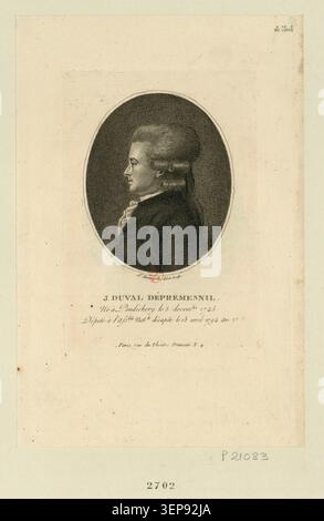 Jean-Jacques Duval d'Eprémesnil, nato a Pondichery il 5 dicembre 1745 e deputato all'Assemblea nazionale, appare in questa incisione del 1796 di Francesco Bonneville. La didascalia registra la sua esecuzione il 18 aprile 1794 durante l'anno II Foto Stock
