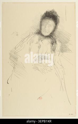 James McNeill Whistler creò un'incisione intitolata Unfinished Sketch of Lady Haden nel 1895. Lo studio del ritratto presenta Lady Haden in uno stato incompiuto, sottolineando l'approccio dell'artista al carattere, alla posa e alla somiglianza attraverso una raffinata composizione ritrattistica di fine Ottocento. Foto Stock