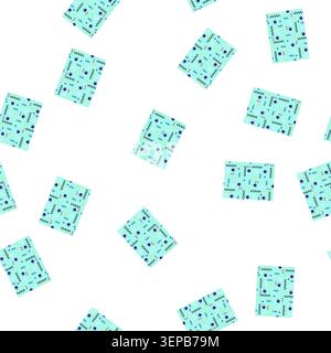 Pattern pattern Abstract Repeating pattern che mostra forme geometriche colorate come esagoni, triangoli, cerchi, linee ondulate e quadrati con un AN retrò degli anni '80 Illustrazione Vettoriale
