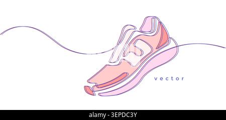 Sneaker multicolore. Scarpe sportive di linea. Sneakers da schizzo per la tua creatività.pubblicità di scarpe . Foto Stock