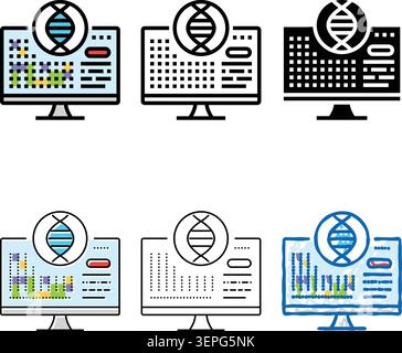 bioinformatica varianti crittogenetiche colore icona vettoriale. segno di criptogenetica bioinformatica. simbolo isolato Illustrazione Vettoriale