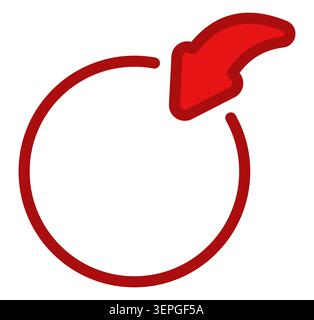 Freccia rossa che indica lo stile piatto dell'icona del contorno circolare Illustrazione Vettoriale