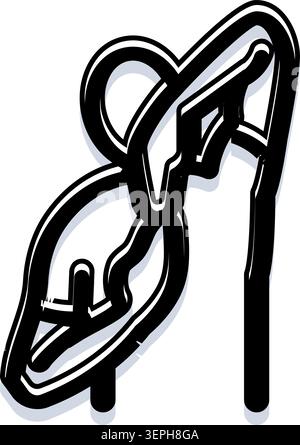Il disegno astratto raffigura un corpo umano stilizzato o una figura in bianco e nero con un'ombra sottile, che rappresenta creatività, design e artista Illustrazione Vettoriale