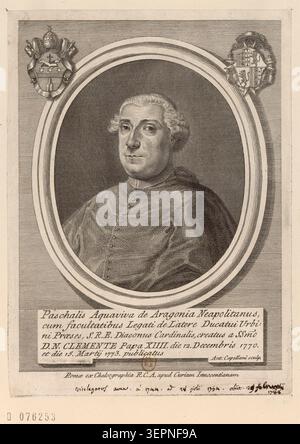 Pascal Aquaviva appare in un foglio di ritratti compilato all'interno di una serie archivistica di figure nobili e clericali del XVII secolo, presentate come un ritratto formale di busto in stile inciso. Foto Stock