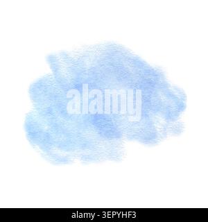 Sfondo azzurro ad acquerello. Design artistico dipinto a mano. Pattern isolato su sfondo trasparente. Spot acquerello. Foto Stock