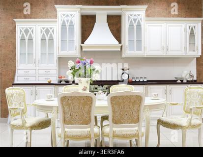Foto degli eleganti interni della cucina moderna Foto Stock