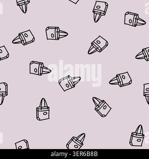 illustrazione della linea vettoriale di una borsa tote con motivo senza cuciture Illustrazione Vettoriale
