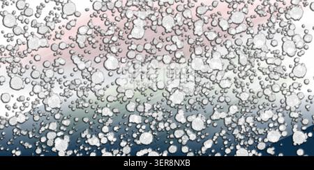 Uno sfondo artistico astratto con numerose particelle circolari bianche, testurizzate sparse su uno sfondo sfumato morbido e multicolore. Foto Stock