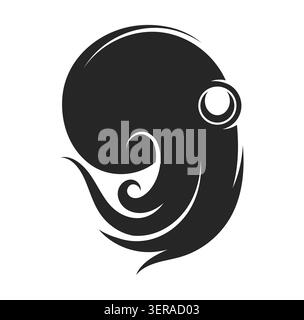 Moderno logo Octopus Squid Tentacles con linee minimaliste in stile monolina, elegante logo Vector con polpo geometrico Foto Stock