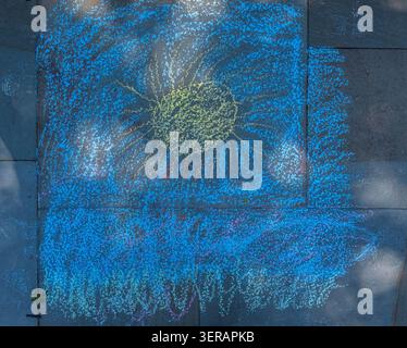 disegno con gesso sul marciapiede Foto Stock
