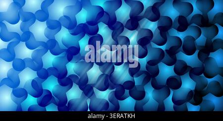 Uno sfondo astratto caratterizzato da una ripetizione di forme organiche e arrotondate sovrapposte con una sfumatura blu brillante ed effetti di luce soffusa. Foto Stock