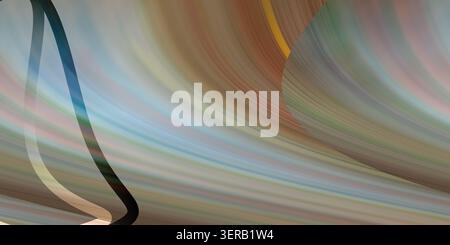 Uno sfondo astratto dinamico con curve uniformi e ampie e uno spettro di colori morbidi e sfumati, tra cui blu, arancione e marrone. Foto Stock