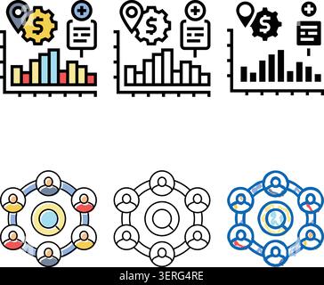 i concetti di vendita monitorano il vettore delle icone dei colori dei processi aziendali. firma del processo aziendale per il monitoraggio delle vendite. simbolo isolato Illustrazione Vettoriale