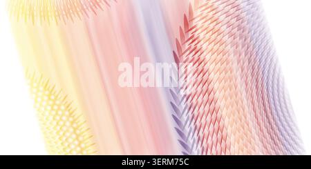 Sfondo artistico digitale astratto con sfumature colorate morbide che passano dal giallo al rosa e al viola, sovrapposti a geometrie complesse Foto Stock