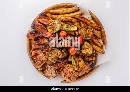 Ampia scelta di piatti di carne e verdure alla griglia Foto Stock