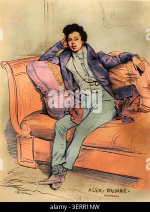 Ritratto di Alexandre Dumas Pere dopo Achille Deveria, (1800-1857); Foto Stock