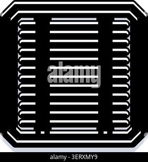 Simbolo vettoriale del pannello solare monocromatico che rappresenta l'elettricità pulita e sostenibile e la tecnologia verde per le energie rinnovabili, l'ecologia e il clima Illustrazione Vettoriale