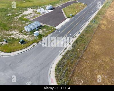 Vista aerea dell'infrastruttura di ricarica dei veicoli elettrici a Salt Lake City. Foto Stock