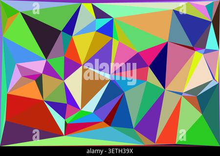 Composizione astratta energica con forme geometriche intersecanti. Triangoli e poligoni colorati formano un aspetto dinamico e moderno. Illustrazione Vettoriale