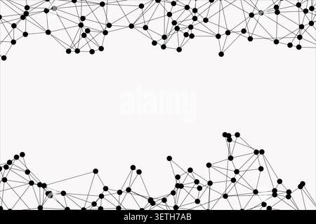 Composizione divisa con due campi separati di connessioni poligonali che lasciano uno spazio bianco centrale. Ideale per striscioni panoramici e digi di grande formato Illustrazione Vettoriale