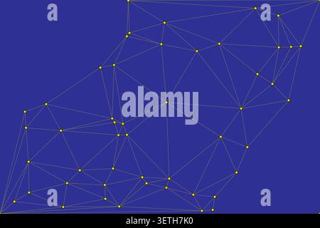 Punti d'oro e linee sottili che creano intricate costellazioni come una struttura su una superficie marina profonda. Modello tecnologico ad alto contrasto adatto per da Illustrazione Vettoriale