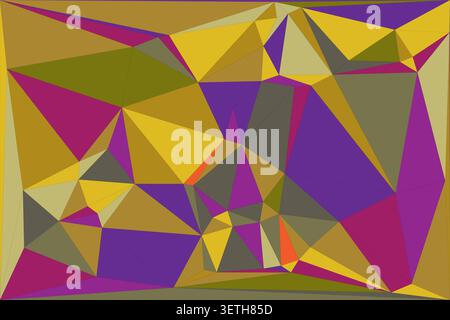 Arte poligonale astratta, mosaico geometrico, triangoli colorati, grafica digitale, linee nitide, colori vivaci, stile artistico moderno, composizione creativa Illustrazione Vettoriale