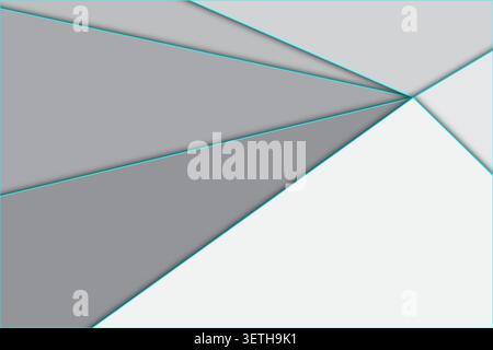 Le forme geometriche nitide si sovrappongono, creando profondità con ombre sottili. Design moderno astratto, linee pulite, arte digitale, sfondo. Illustrazione Vettoriale