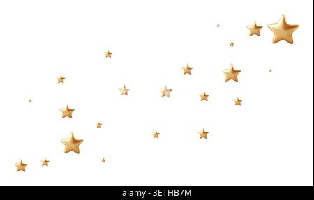 Stelle dorate sparse su uno sfondo bianco, creando un design astratto semplice e magico Illustrazione Vettoriale