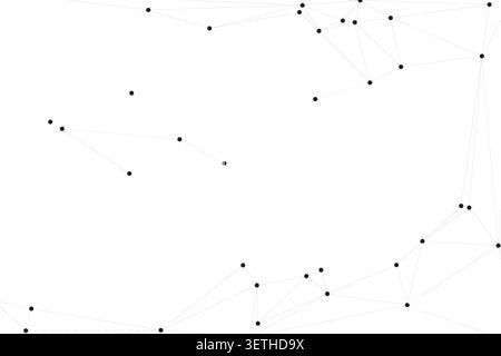 Concetto di tecnologia astratta, collegamento di punti e linee, sfondo bianco pulito, comunicazione digitale, rete globale, connessione a Internet, fut moderno Illustrazione Vettoriale