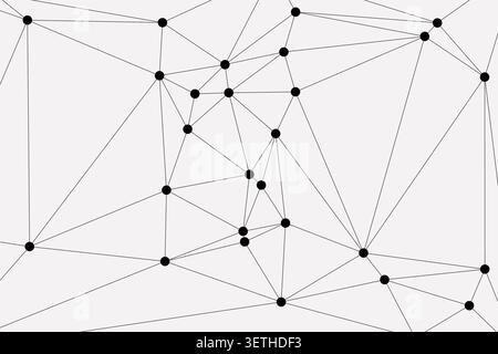 Illustrazione digitale high-tech che mostra nodi interconnessi su sfondo chiaro. Perfetto per i poster delle tecnologie dell'informazione e delle identità aziendali Illustrazione Vettoriale