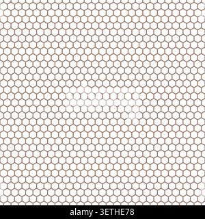 Modello lineare a nido d'ape, ape esagonale, sfondo organico. Oro su reticolo bianco, motivo senza cuciture Illustrazione Vettoriale