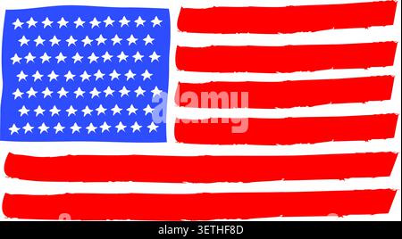 Sfondo con bandiera USA dipinta Illustrazione Vettoriale