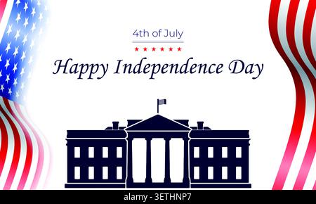 White House Independence Day 4 luglio Patriotic Greeting Vector Illustrazione Vettoriale