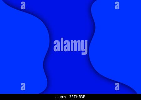 Design monocromatico blu che mostra forme curve profonde di cobalto e azzurro brillante sovrapposte per un impatto visivo ad alto contrasto adatto per la tecnologia Illustrazione Vettoriale