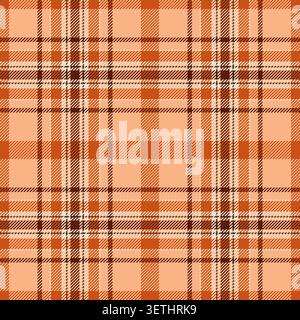 Tessuto vettoriale stagionale a quadri, costoso tessuto senza cuciture. Altri motivi di sfondo controllano il tartan nella tavolozza dei colori arancione e rosso. Illustrazione Vettoriale