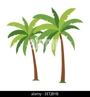 Palme isolate su sfondo bianco. Illustrazione vettoriale in stile minimale piatto. Elemento vegetale tropicale per design estivo, pubblicità di viaggi Illustrazione Vettoriale